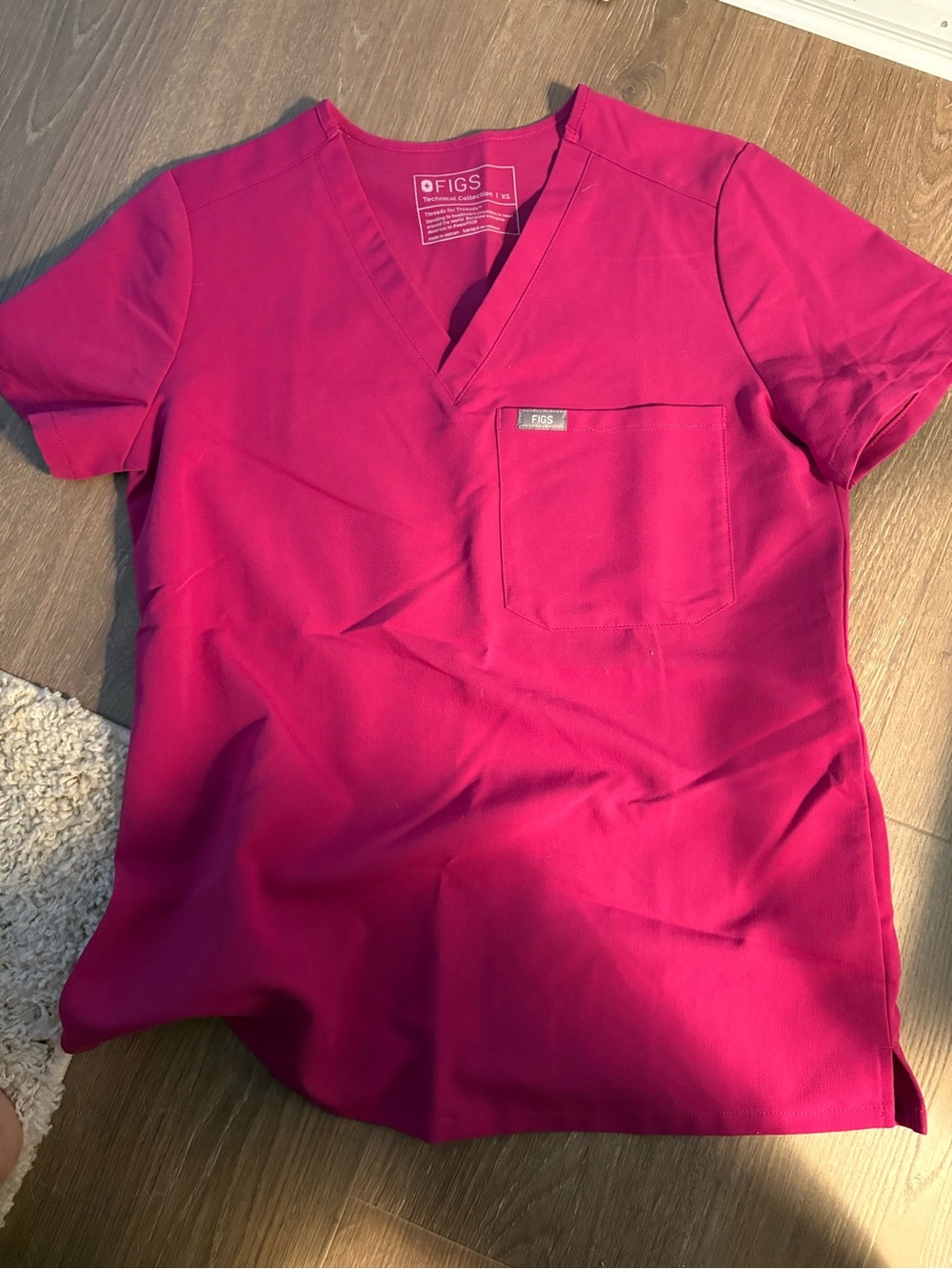 Figs V-Neck Scrub Top in Fuchsia Pink